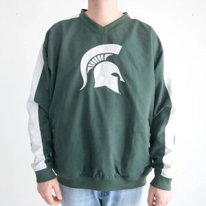 Vintage 90's Y2K Knights Apparel Green & White Michigan Spartans V-neck Pullover